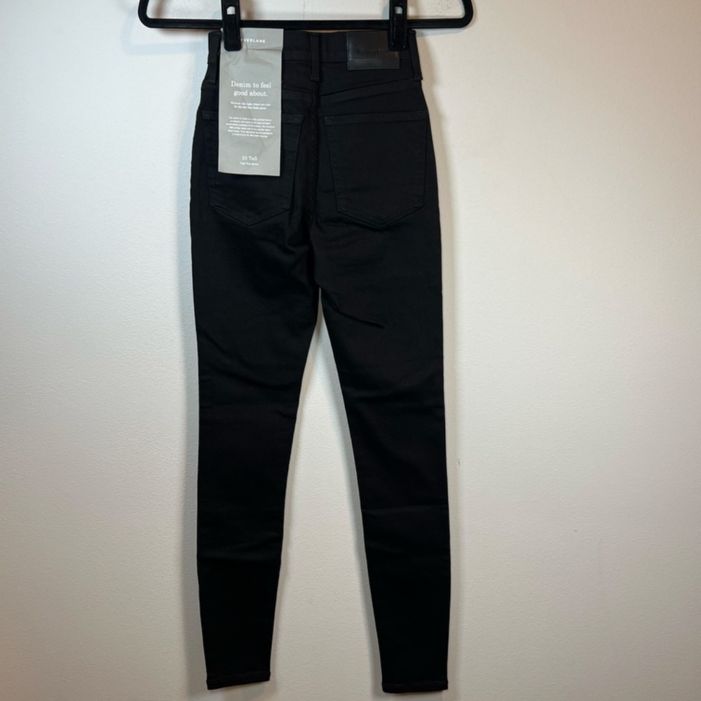Everlane High Rise Skinny Jeans Black Denim Stretch Classic NEW Women's 23 Tall - Picture 9 of 14